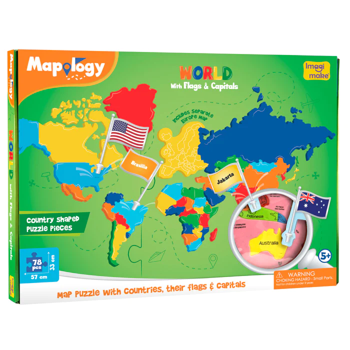 Mapology – World With Flag & Capitals